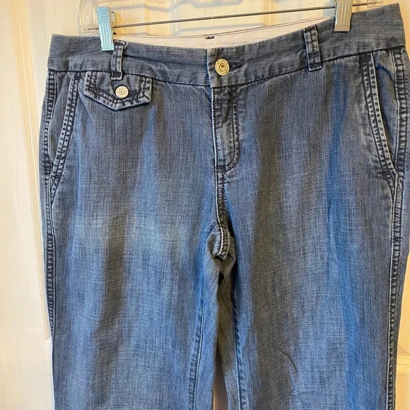 Banana Republic Cotton Flared leg Blue Jeans Women Size 8 Pockets - Picture 7 of 9